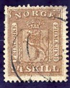 NORWAY 1863 Arms 24 Sk. Used.  Michel 10 - Gebruikt