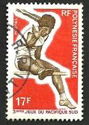 POLYNESIE FRANCAISE 3es JEUX DU PACIFIQUE SUD SPORT WOMAN 17 FR STAMP ISSUED 1970s(?) SG98 USEDLH READ DESCRIPTION !! - Usati