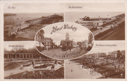 Best Wishes From Worthing - Multivue 5 Vues (The Pier, The Bandstand, Denton Gardens, The Beach Looking West) Circ - Worthing