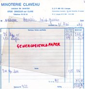 87 - JAVERDAT - ORADOUR SUR GLANE- FACTURE MINOTERIE CLAVEAU A LASCAUX- 1974 - 1950 - ...