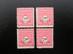 710 Lot De 4 Arc De Triomphe  NEUF ** (variété Décentré) - 1944-45 Arco Del Triunfo