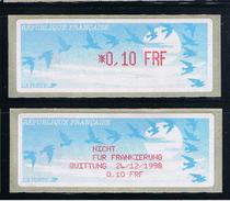 ATMS, LISA1, FRF, OISEAUX DE JUBERT, 0.10, Avec Reçu FRF En Allemand. Programme De La Préparation à L'Euro. - 1990 « Oiseaux De Jubert »