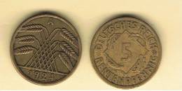 ALEMANIA - GERMANY - WEIMAR  5 Rentenpfennig 1924A - Altri & Non Classificati