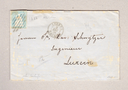 Schweiz 1856 Faltbrief 10Rp Strubel Milchblau Mit Schönem Luzerner Reuten Stempel 2 Seitig Touchiert Roter Seidenfaden - Lettres & Documents