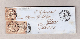 Schweiz 1859 Eichberg Balkenstempel, Altstädten 3.2.1959 Brief Nach Davos Mit 3 X 5Rp Strubel - Lettres & Documents