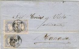 23401. Carta Entera Triple Porte, BARCELONA 1870. Alegoria - Storia Postale