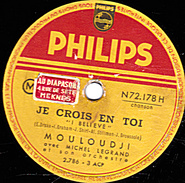 78 T. - 25 Cm - état  B -  MOULOUDJI - JE CROIS EN TOI - BELLE ENFANT - 78 T - Disques Pour Gramophone