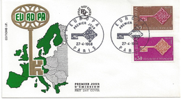 FRANCE - PARIS (2) - ENVELOPPE 1er JOUR - FDC - EUROPA CEPT 1968 - 1968