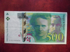 FAY 76/01 - 500 FRANCS PIERRE ET MARIE CURIE - 1994  TTB+  - G 021683870 - 500 F 1994-2000 ''Pierre En Marie Curie''