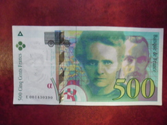 FAY 76/01 - 500 FRANCS PIERRE ET MARIE CURIE - 1994  TTB à TTB+  - E 001430390 - 500 F 1994-2000 ''Pierre En Marie Curie''