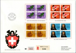 SUISSE - Enveloppe FDC - Timbres Poste Spéciaux 1975 - Blocs De 4 - BERNE 1975 - FDC