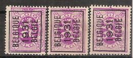 BELGIË - PREO - 1931 - Nr.  249 A (3x) - BELGIQUE 1931 BELGIË - (*) ! Inzet 5 € ! - Typografisch 1929-37 (Heraldieke Leeuw)