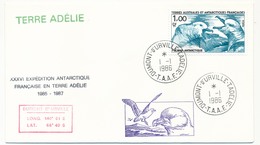 TAAF - Enveloppe - Dumont D'Urville T. Adélie - 1-1-1986 - XXXVI Expédition Antarctique Française... - Briefe U. Dokumente