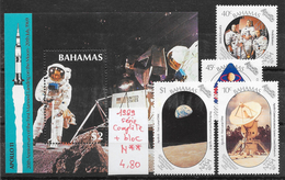 Espace Apollo Lune - Bahamas N°691 à 694, BF N°55 1989 ** - América Del Norte