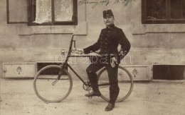 T2/T3 1907 Pozsony, Pressburg, Bratislava; Kerékpáros Katona / Soldier With Bicycle, Photo (fl) - Non Classificati