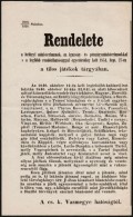 1858 Rendelet A Tiltott Szerencsejátékokról. Hirdetmény / 1858 Order About The Banned... - Unclassified