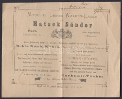Cca 1876  Hatsek Sándor Divatáru-üzlet Német NyelvÅ± Reklámlapja - Pubblicitari