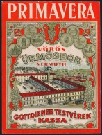 Cca 1920-1930 Primavera Vörös Ürmösbor Italcímke, Gottdiener Testvérek, Kassa,... - Advertising