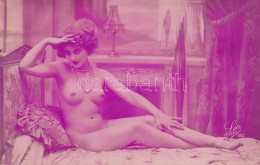 Cca 1920 Hölgy A Szalonból, MÅ±termi Akt, Finoman Erotikus Fotó, Léa Paris, 8.5x13.5... - Sonstige & Ohne Zuordnung