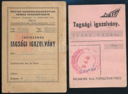 Vegyes Okmány Tétel, 2 Db:
1945 Magyar Magánalkalmazottak Szabad Szakszervezetének... - Ohne Zuordnung
