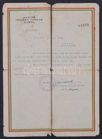 1938 Kassai Nemzeti Tanács Igazoló Okmány Magyar Személy... - Ohne Zuordnung