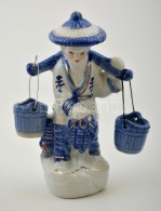 Vízhordó, Kékfestéses Kínai Porcelán Figura, Kézzel Festett,... - Altri & Non Classificati