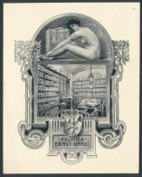 Ernst Krahl (1858-1926): Erotikus  Ex Libris, Klisé, Papír, Jelzett A Klisén, 11×9 Cm - Other & Unclassified
