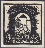 Valter Kraner (1907-1997): Ex Libris. / Bookplate. Lino-cut, Signed 11x10 Cm. - Other & Unclassified