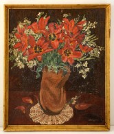 Vörös Jelzéssel: Virágcsendélet. Olaj, Karton, Keretben,   49×40 Cm - Altri & Non Classificati