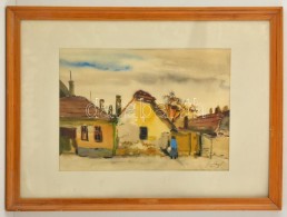 Szalóky Sándor (1921-1978): Falusi Utca Részlet. Akvarell, Papír, Jelzett,... - Other & Unclassified
