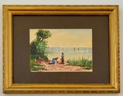 Simándy József(?-?): Balaton. Akvarell, Papír, üvegezett Keretben, 14x20 Cm - Other & Unclassified