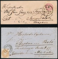 1865 2 Db Levél Magyarországra: 5kr 'WIEN' - 'SÁROS N:PATAK' + 15kr  'WINEUSTADT' - 'MISKOLCZ' - Autres & Non Classés