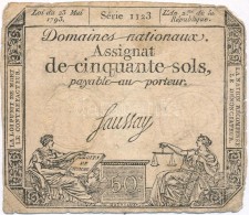 Franciaország 1793. 50s 'Assignata' Vízjellel és Szárazpecséttel T:III-
France... - Unclassified