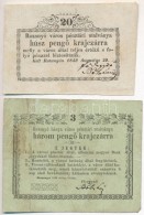 Rozsnyó 1849. 3kr 'Rozsnyó Város Pénztári Utalványa' + Rozsnyó... - Ohne Zuordnung