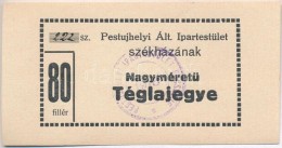 1918. 80f Téglajegy 'Pestújhelyi Ált. Ipartestület Székházának'... - Ohne Zuordnung