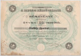 Szeged 1929. 'Szegedi KézmÅ±vesbank' Névre Szóló Részvénye 50P-rÅ‘l,... - Unclassified