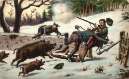 T2/T3 Hunting Party, Humour Wild Boar With Hunters, Serie 1141.  (EK) - Ohne Zuordnung