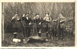 * T1/T2 1902 Hunting Party With Hunted Deer And Hunters, Photo - Ohne Zuordnung