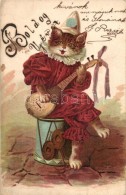 T2 Cat Clown With Lute, Litho - Ohne Zuordnung