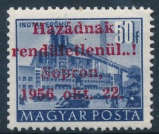 ** Soproni Kiadás 1956 Épületek 50f Piros Felülnyomással (150.000) Garancia... - Sonstige & Ohne Zuordnung