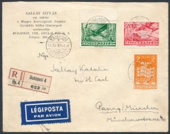 1937 Ajánlott Légi Levél 1,22P Bérmentesítéssel Münchenbe - Other & Unclassified