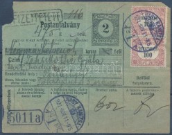 1921 Postautalvány 2 X 100f Hármaslyukasztású Bérmentesítéssel,... - Sonstige & Ohne Zuordnung