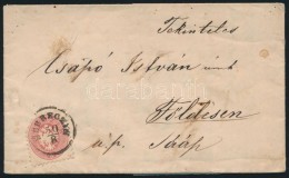 1865 5kr (sarokhiány / Missing Corner) Levélen ,,DEBRECZIN' - Altri & Non Classificati