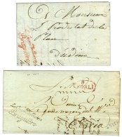 Lot De 2 Lettres Avec Franchise Noire Et Rouge Le Commre Des Guerres / Bruguiere Sur Lettres Datées De Forli... - Autres & Non Classés