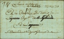 ARM DES / PYRées OCles Sur Lettre Avec Texte Daté De La Citadelle De Bayonne, Au Recto Paraphe '' Le... - Marques D'armée (avant 1900)