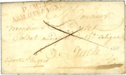 P. (M) P./ ARM. D'ESPAGNE Rouge Sur Lettre Avec Texte Daté De Madrid. 1824. - TB / SUP. - R. - Army Postmarks (before 1900)