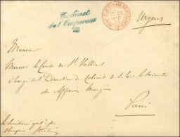 Càd Rouge BUREAU DU PALAIS DE ST CLOUD (72) + Griffe Bleue Cabinet / De L'Empereur / (2). 1868. - TB / SUP.... - Civil Frank Covers