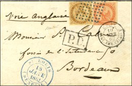 Losange Bleu / Col. Gen. N° 3 + 5 Càd Bleu ST LOUIS / (SENEGAL) Sur Lettre Pour Bordeaux. 1862. - SUP. -... - Sonstige & Ohne Zuordnung