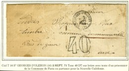 Càd T 16 ST GEORGES D'OLERON (16) 2 SEPT. 71 Taxe DT 40 Sur Lettre Avec Texte D'un Prisonnier Politique En... - Guerre De 1870