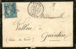 Etoile Pleine / N° 46 Càd PARIS (60) 1 AVRIL 71, Sur Lettre Pour Quintin. Au Verso, Càd... - Guerre De 1870